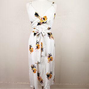 ALC Wrap Floral White Midi Dress Tank Silk Size 4